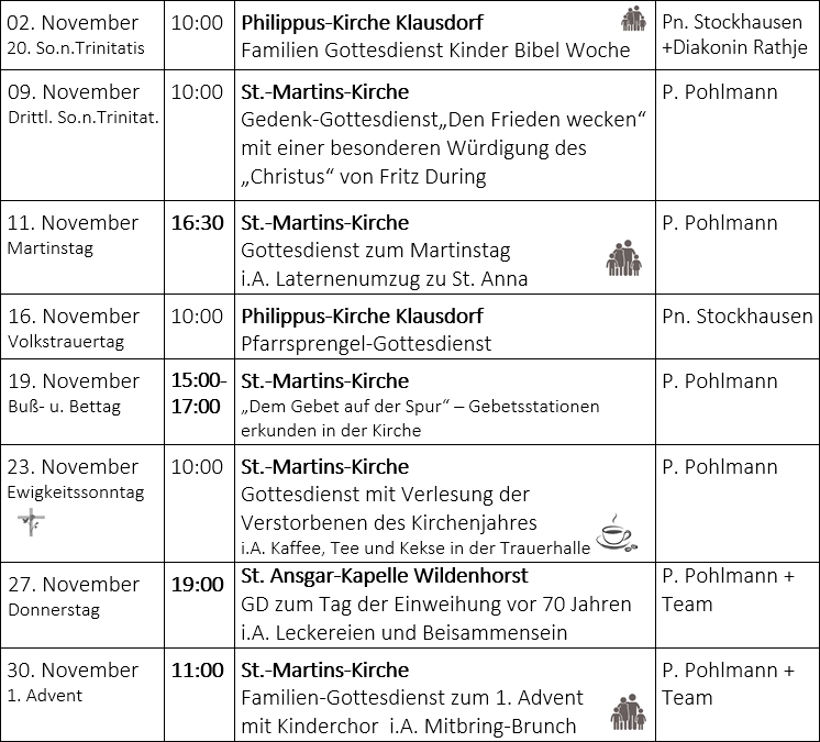 Gottesdienste November 2025