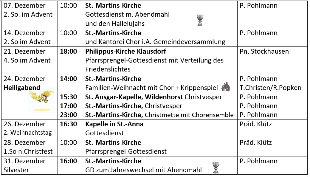Gottesdienste Dezember 2025